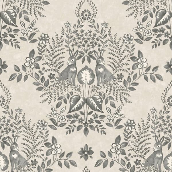 Cottontail Toile Premium Peel + Stick Wallpaper- Linen/Charcoal