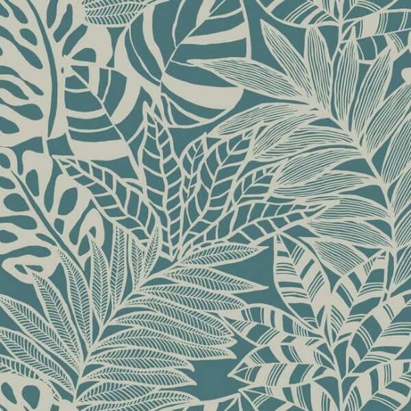 Jungle Leaves Wallpaper- Teal