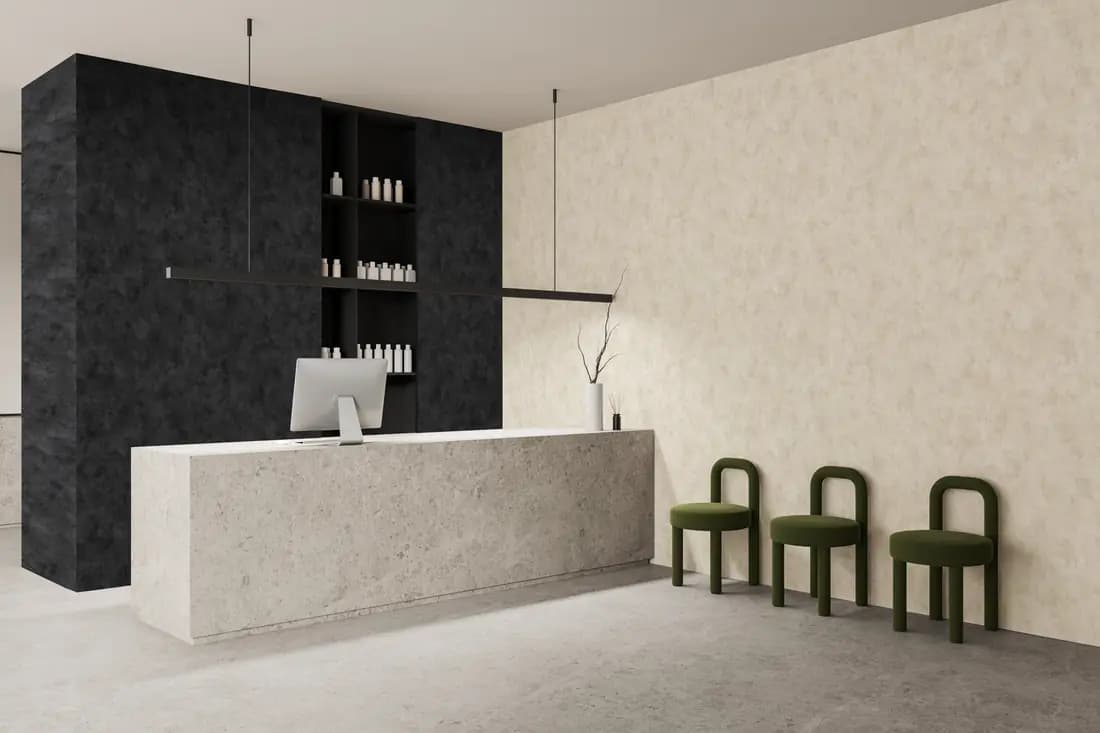 Reception papered in Arid by Koroseal (DA21-09)