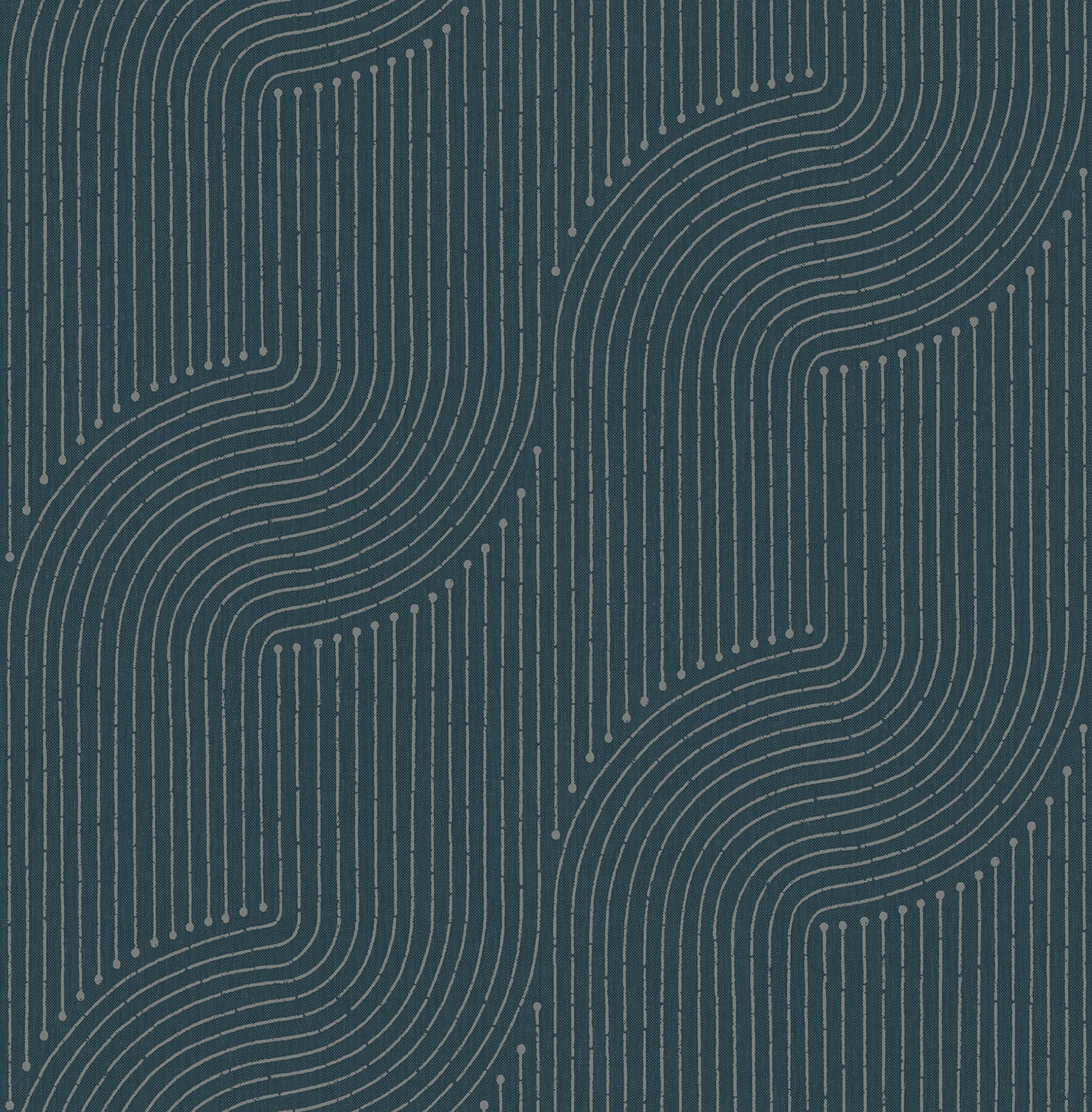 Braddock Teal Rhythmic Flow Wallpaper