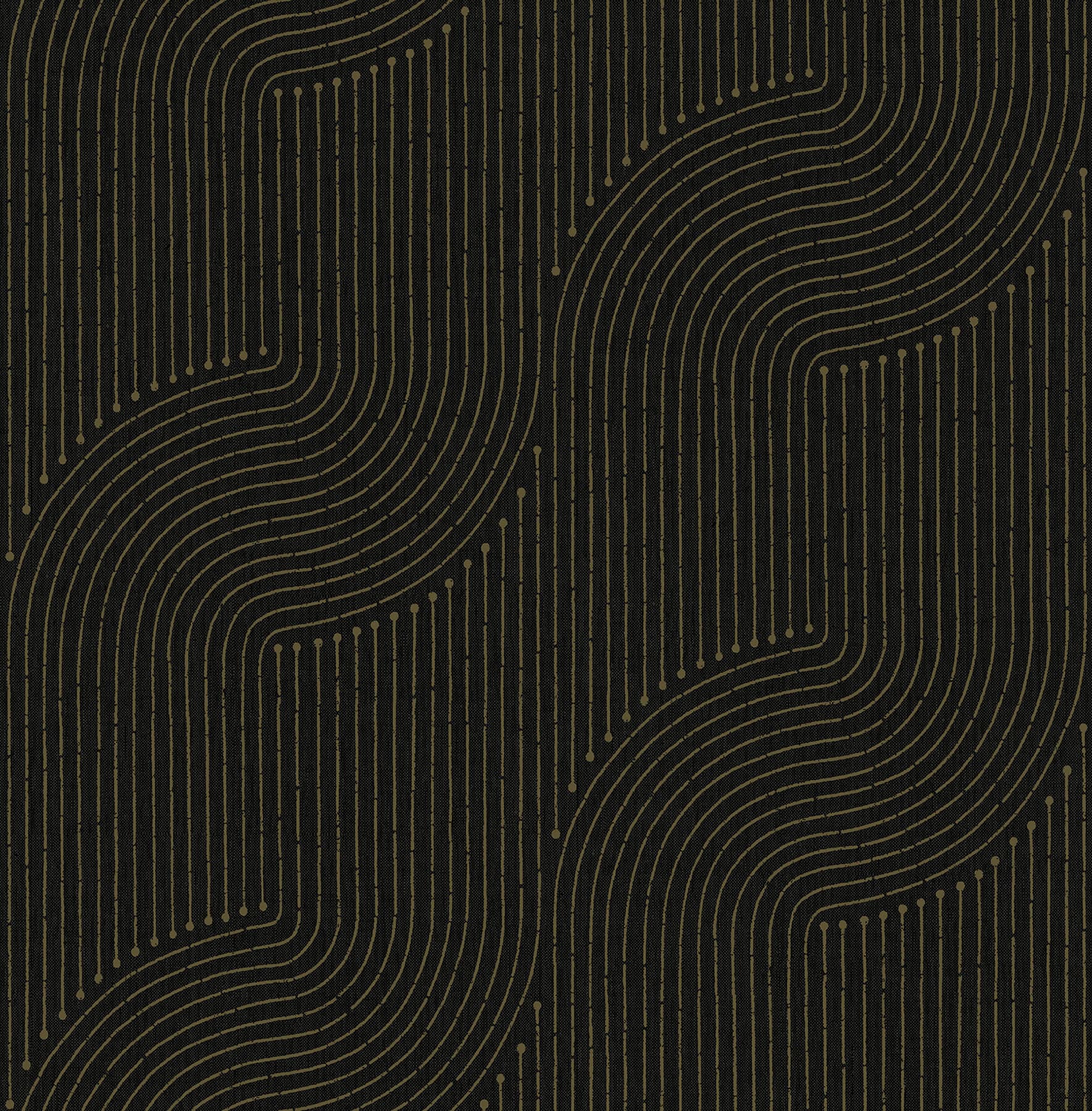 Braddock Black Rhythmic Flow Wallpaper