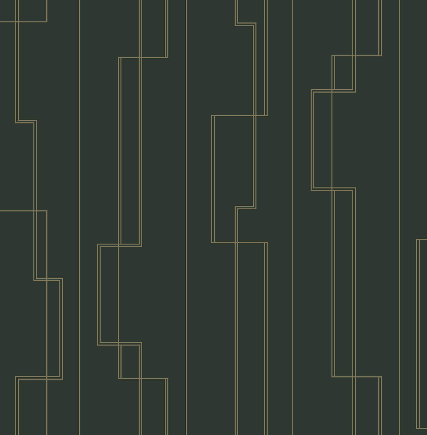 Anson Evergreen Deco Detailing Wallpaper