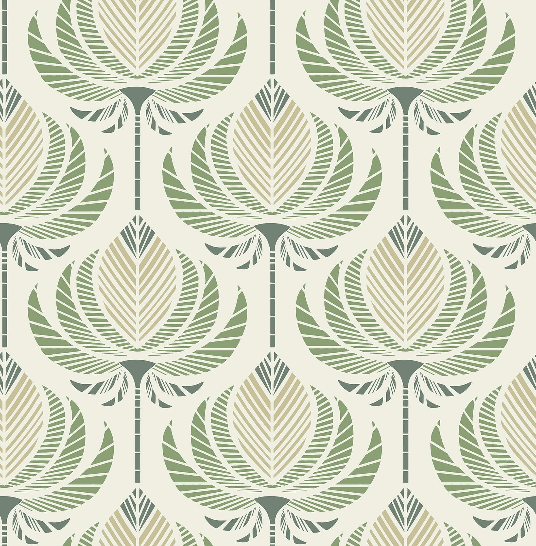 Ferrenby Green Floral Fan Wallpaper