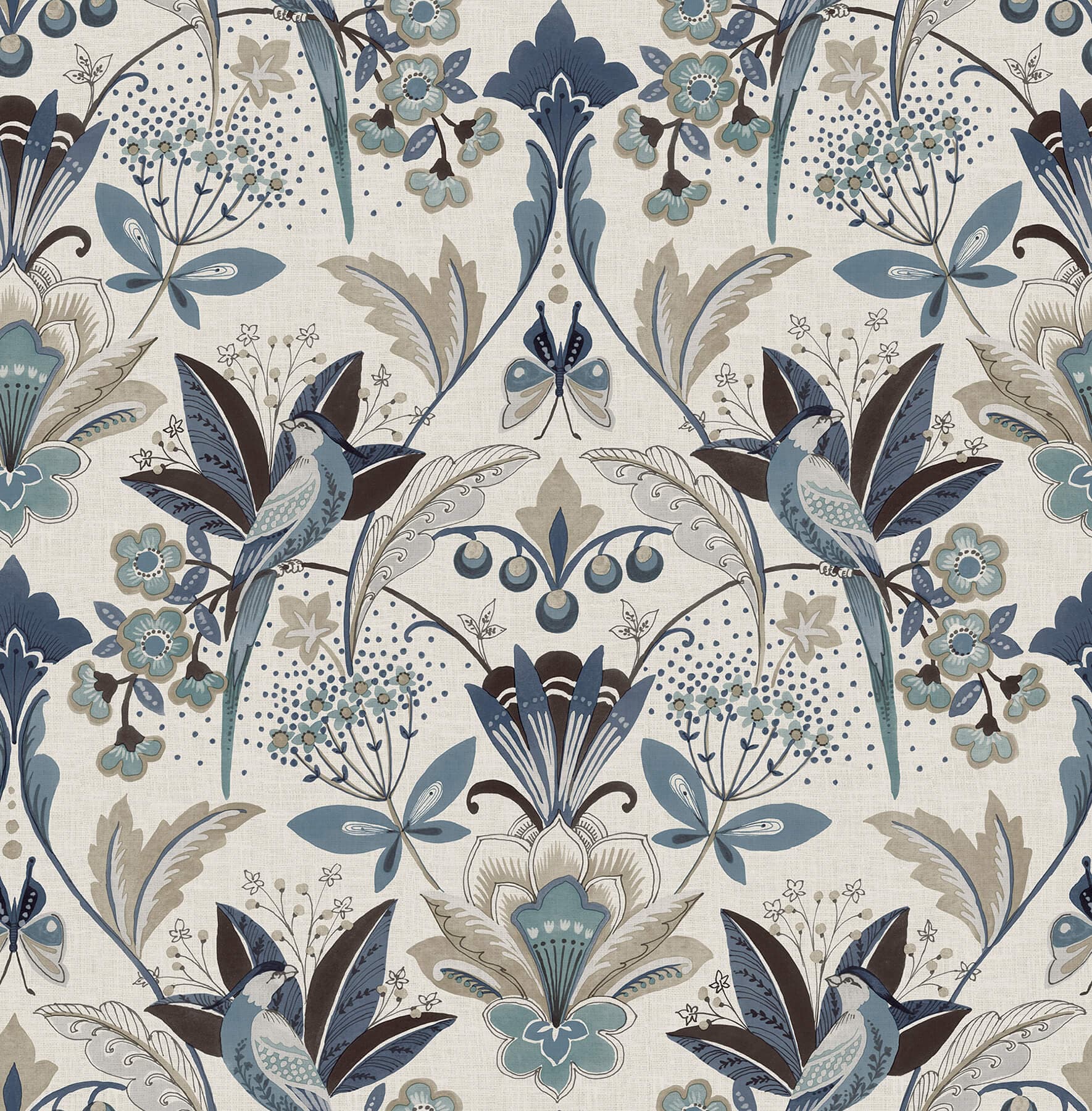 Bernadette Blue Garden Wilderness Wallpaper