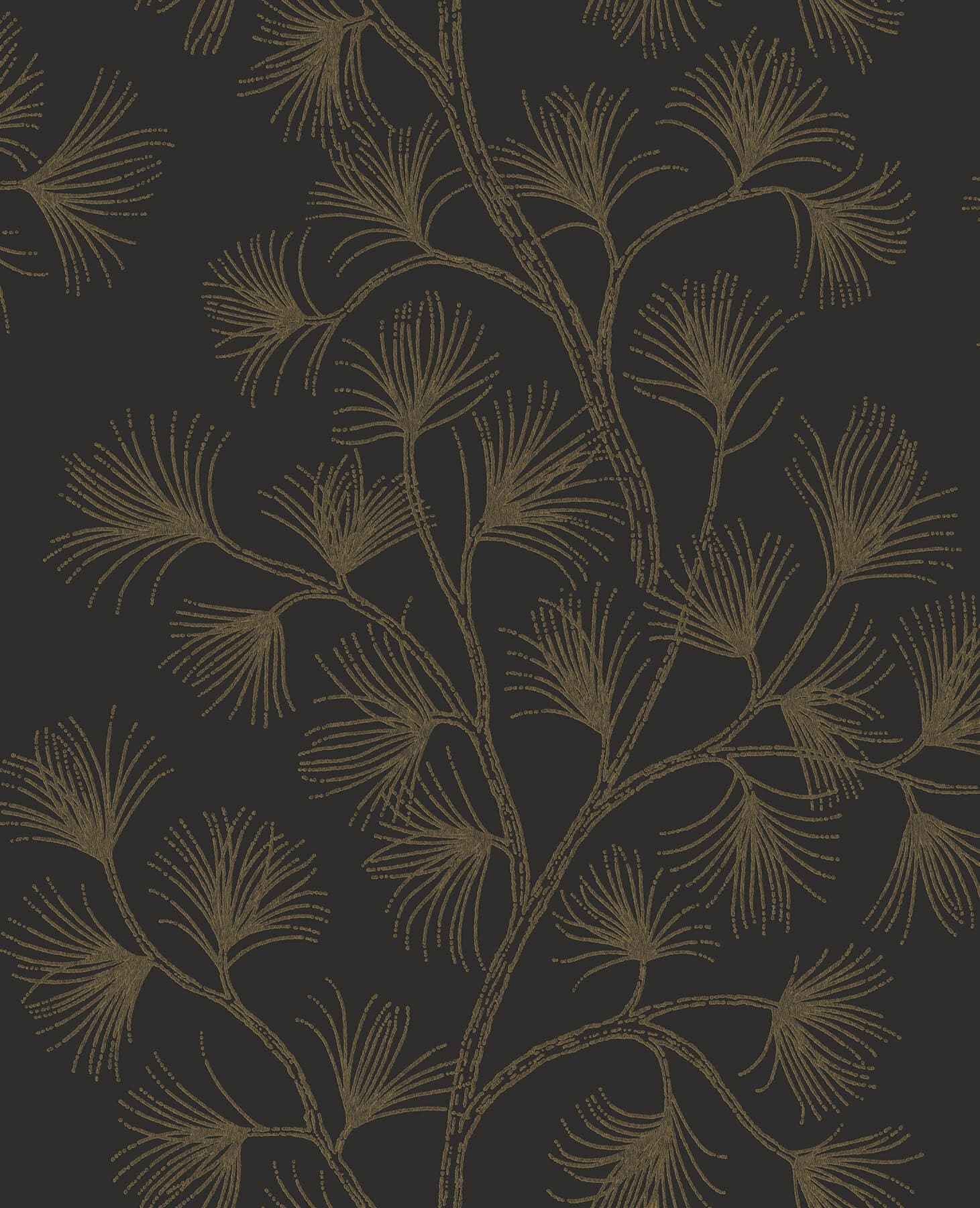 Kismine Black Botanical Trail Wallpaper