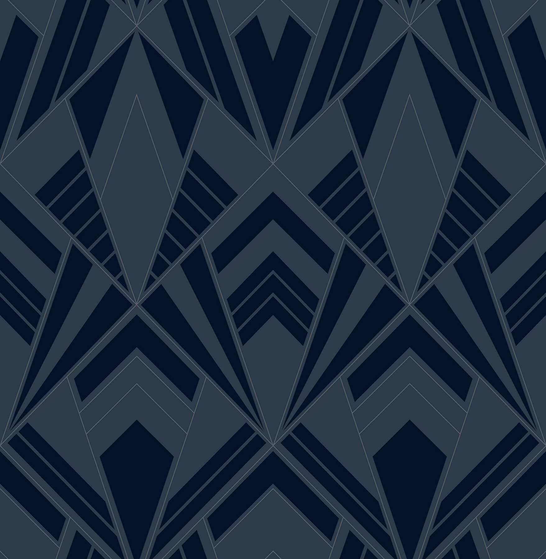 Allenby Indigo Flocked Wallpaper