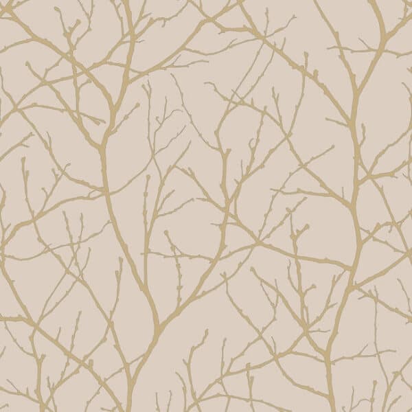 Trees Silhouette Wallpaper- Beige/Gold