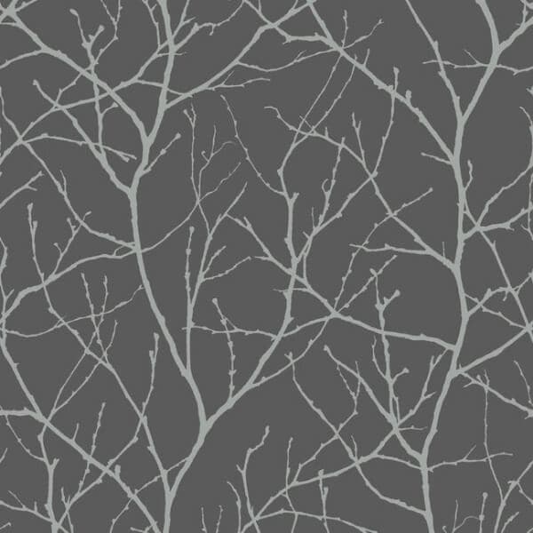Trees Silhouette Wallpaper- Charcoal/Silver