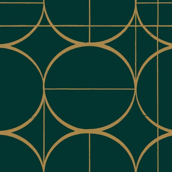 Sun Circles Wallpaper- Emerald/Gold