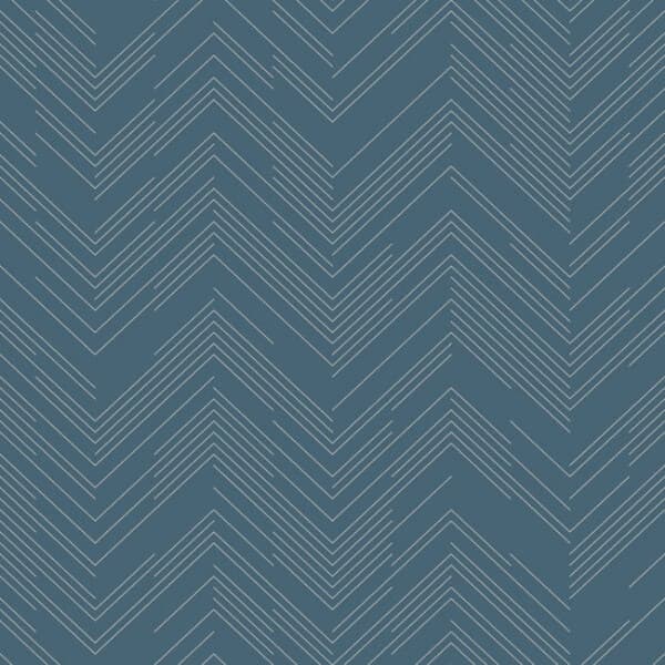 Polished Chevron Wallpaper- Blue/Silver