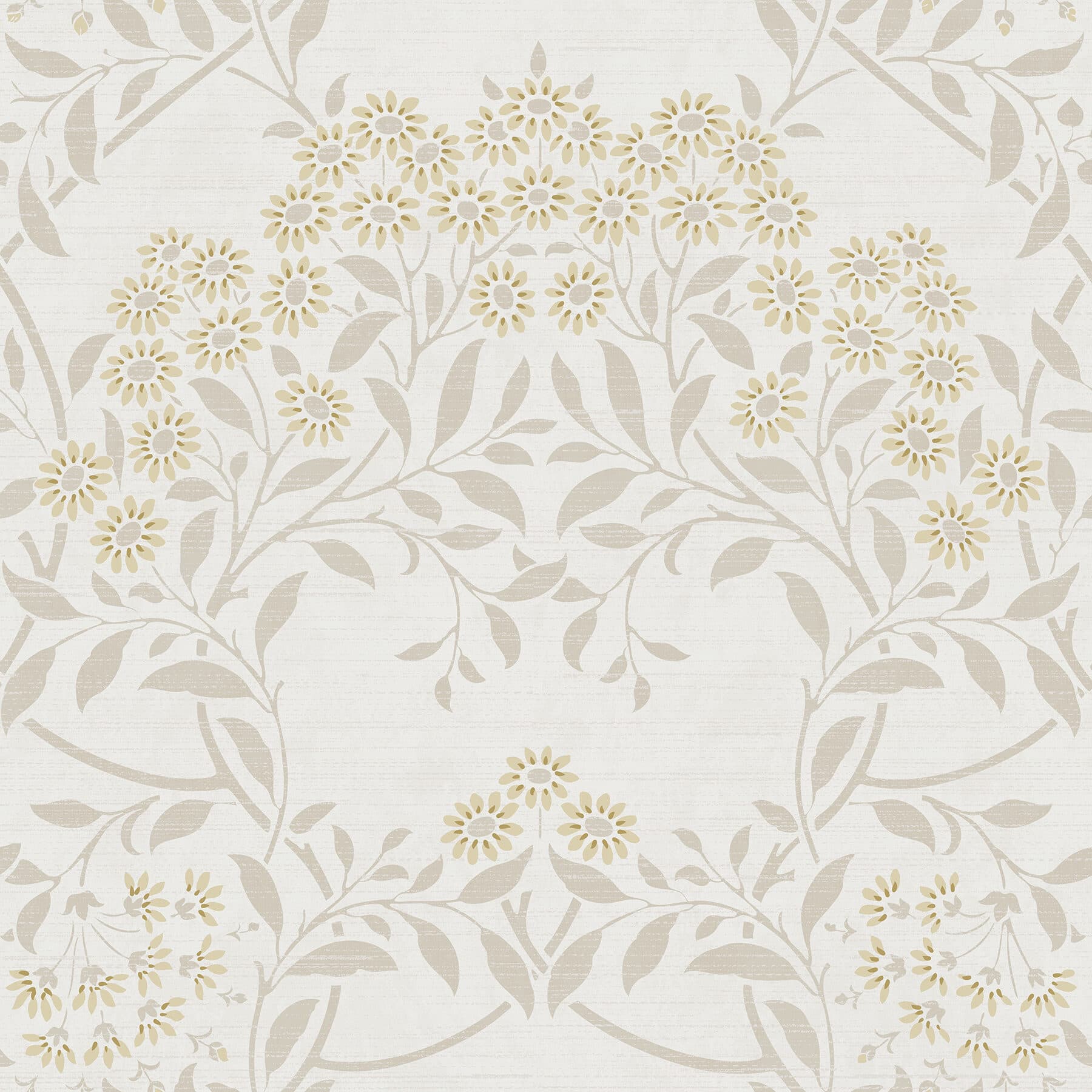 Penelope Light Yellow Floral Damask Wallpaper