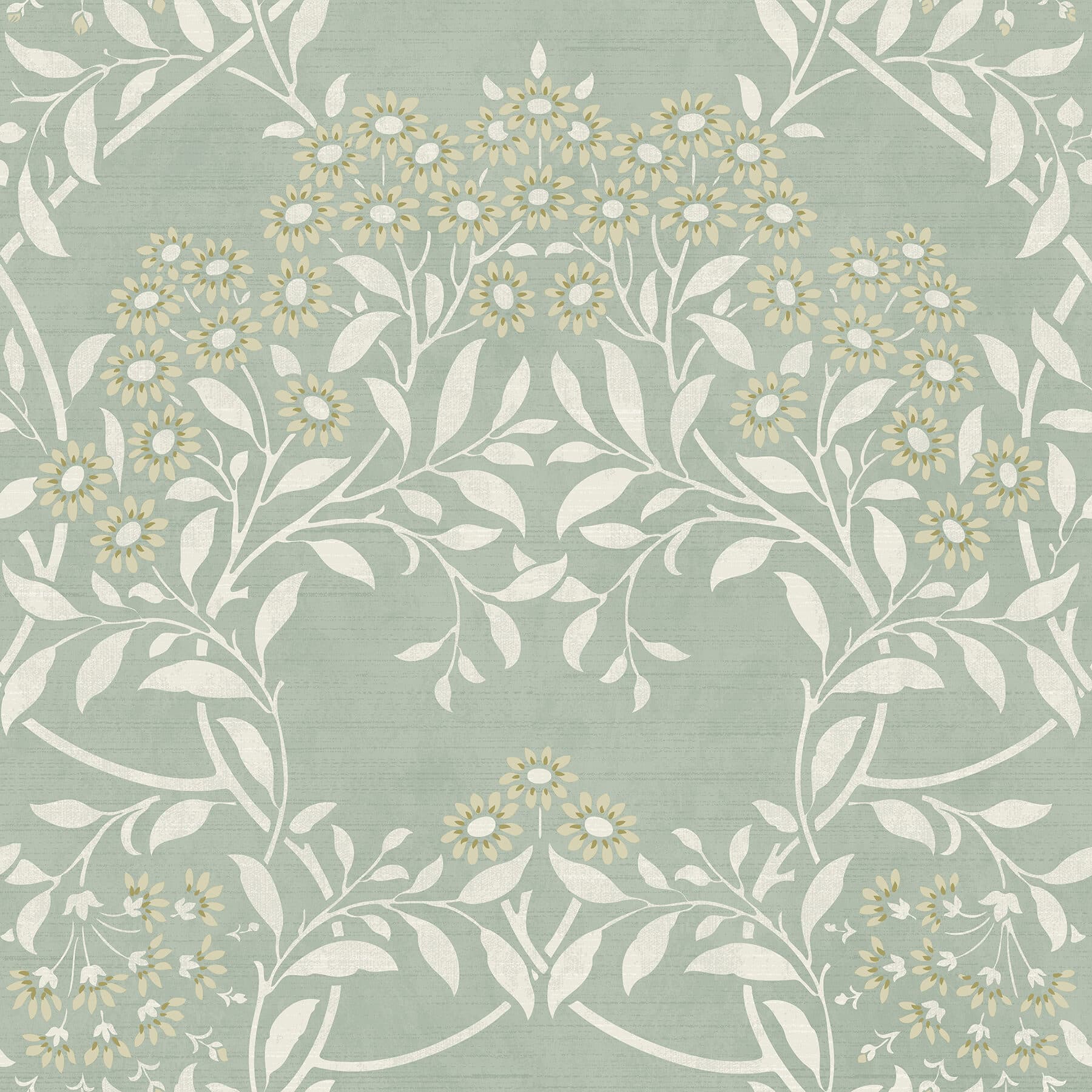 Penelope Green Floral Damask Wallpaper