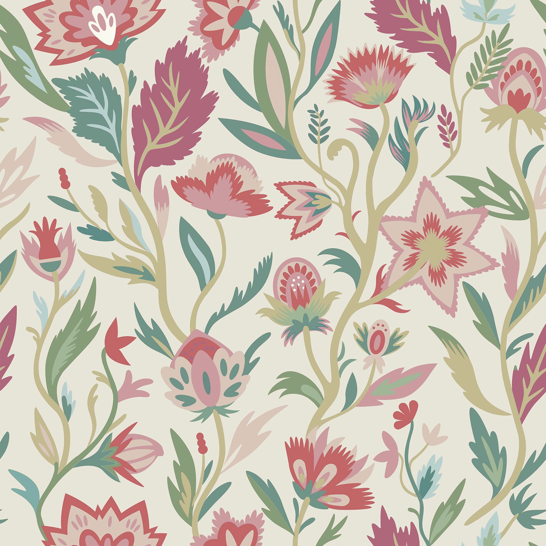 Mallory Pink Vivid Floral Wallpaper