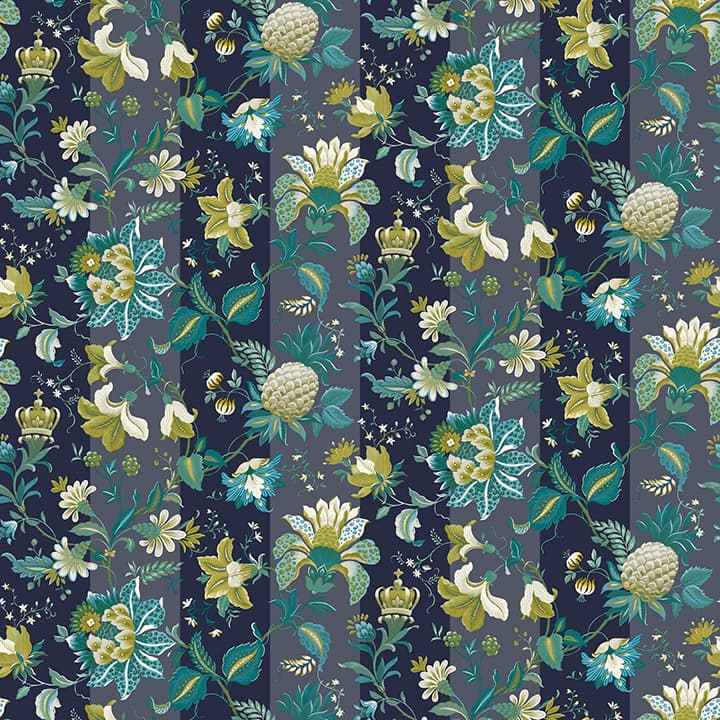 Cornelia Navy Floral Stripe Wallpaper- Arthouse