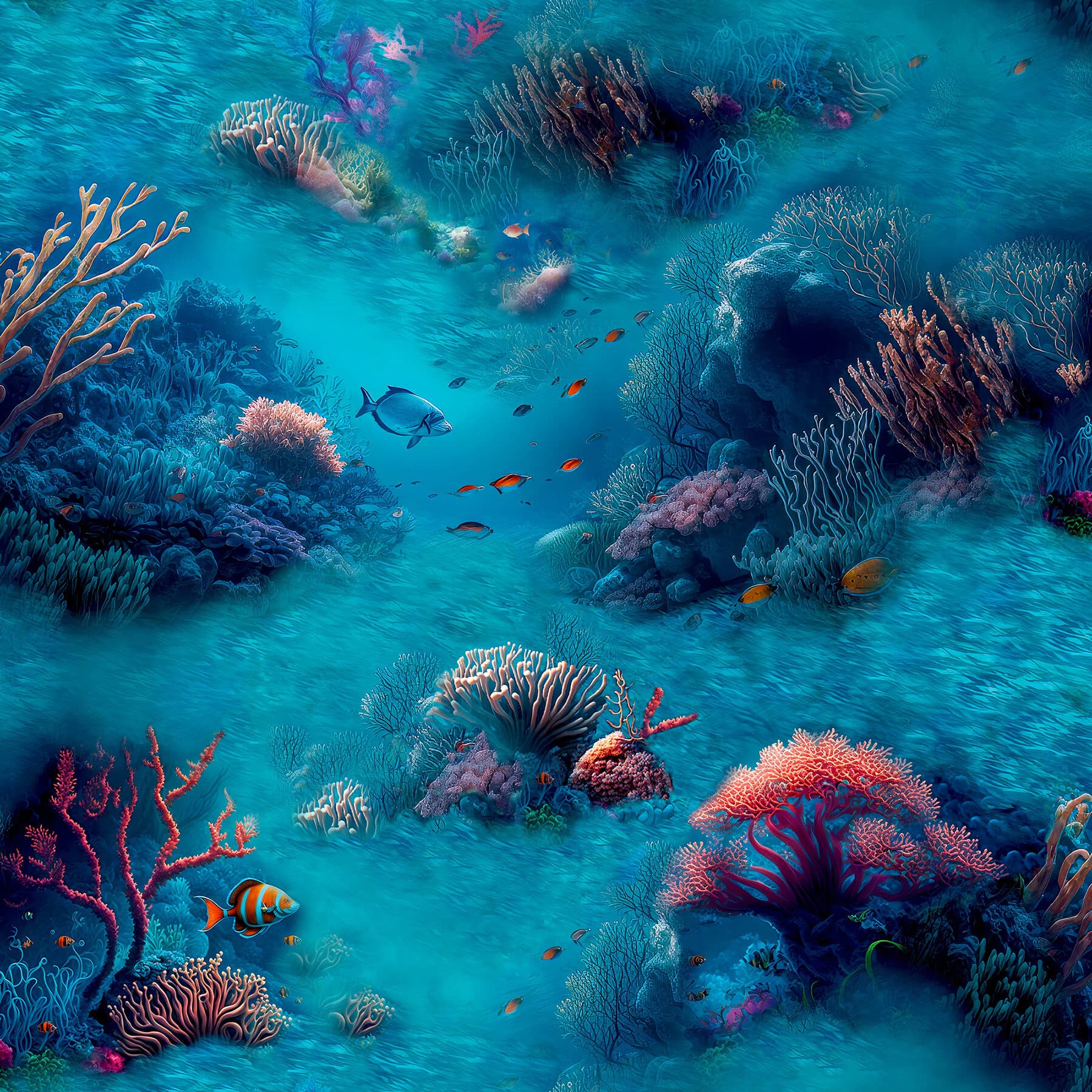 Orlena Blue Under The Sea Wallpaper