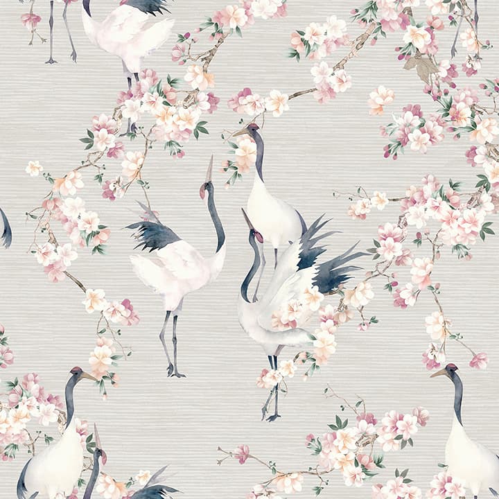 Harumi Light Grey Blossom Wallpaper- Arthouse