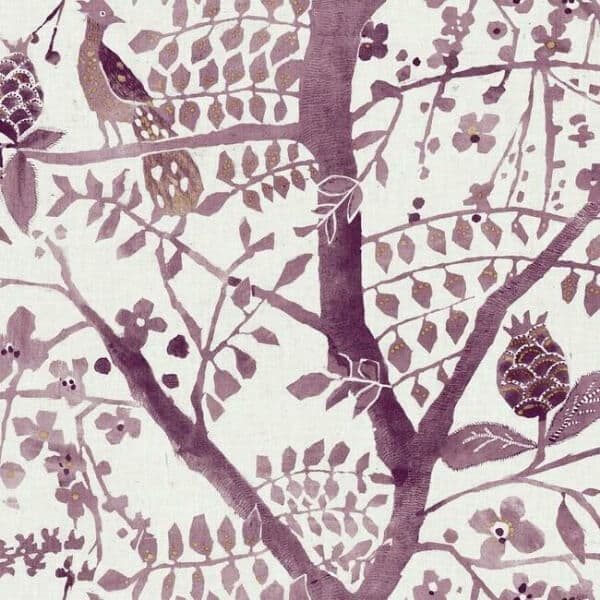 Peacock Block Print Wallpaper- Berry