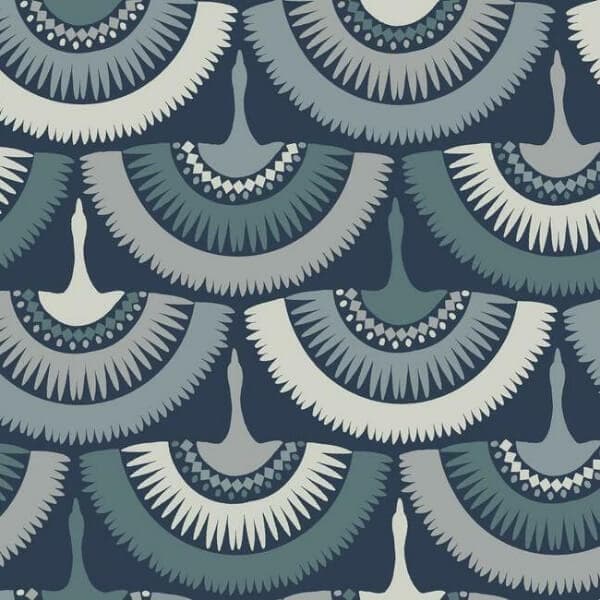 Feather & Fringe Wallpaper- Navy