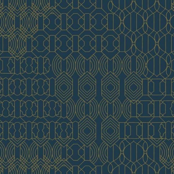 Modern Chandelier Wallpaper- Navy