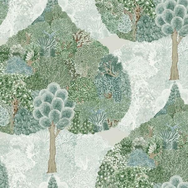 Mystic Forest Wallpaper- Green/Teal