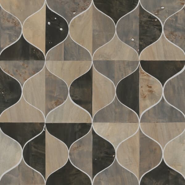 Burlwood Ogee Wallpaper- Black/Taupe/Grey