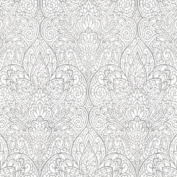 Paradise Wallpaper- Bright White/Silver