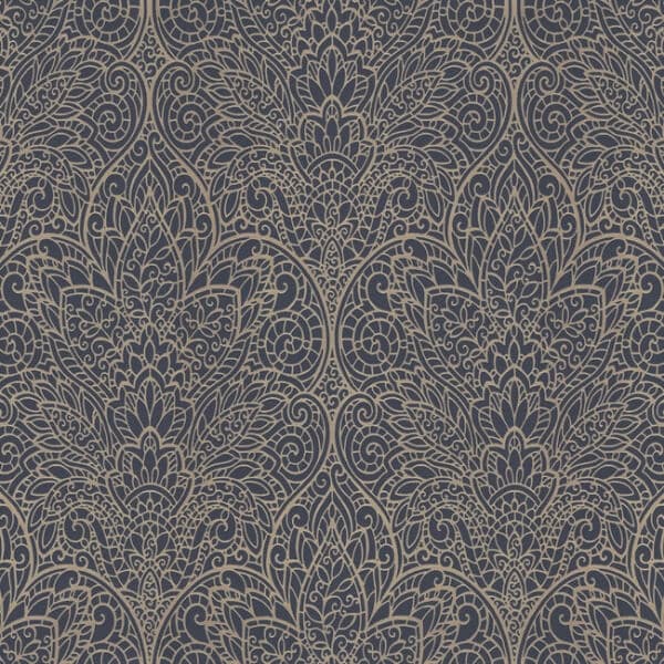 Paradise Wallpaper- Navy/Gold