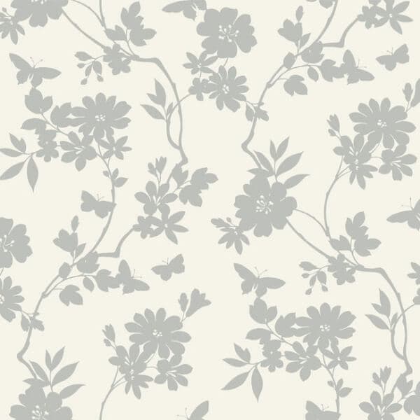 Flutter Vine Wallpaper- White/Silver