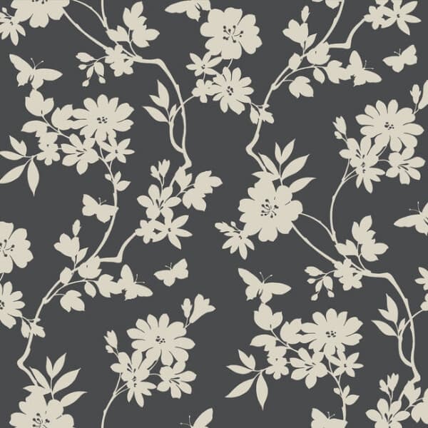 Flutter Vine Wallpaper- Charcoal