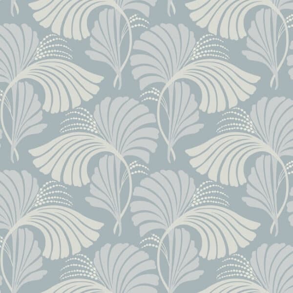 Dancing Leaves Wallpaper- Light Blue