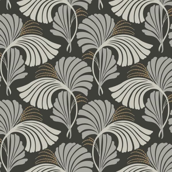 Dancing Leaves Wallpaper- Black