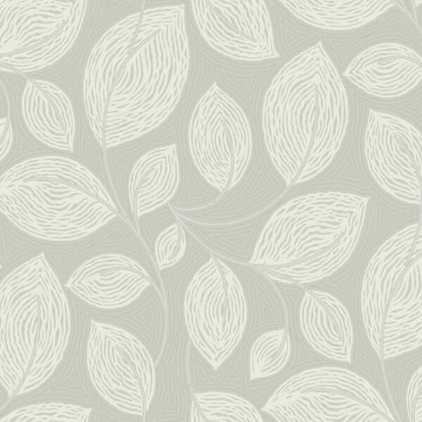Contoured Leaves Wallpaper- Green