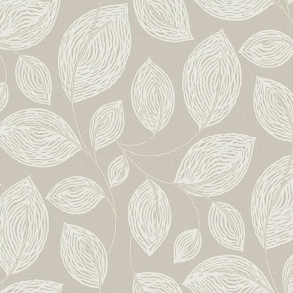Contoured Leaves Wallpaper- Taupe