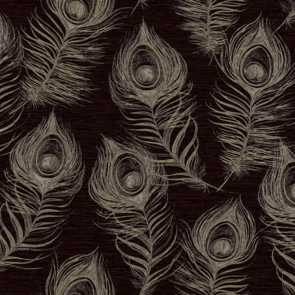 Regal Peacock Wallpaper- Black