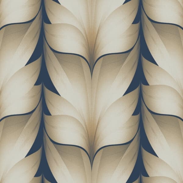 Lotus Light Stripe Wallpaper- Navy