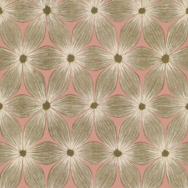 Everlasting Wallpaper- Soft Coral/Gold