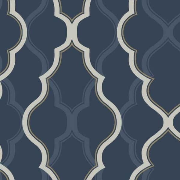 Double Damask Wallpaper- Black Ice/Brass