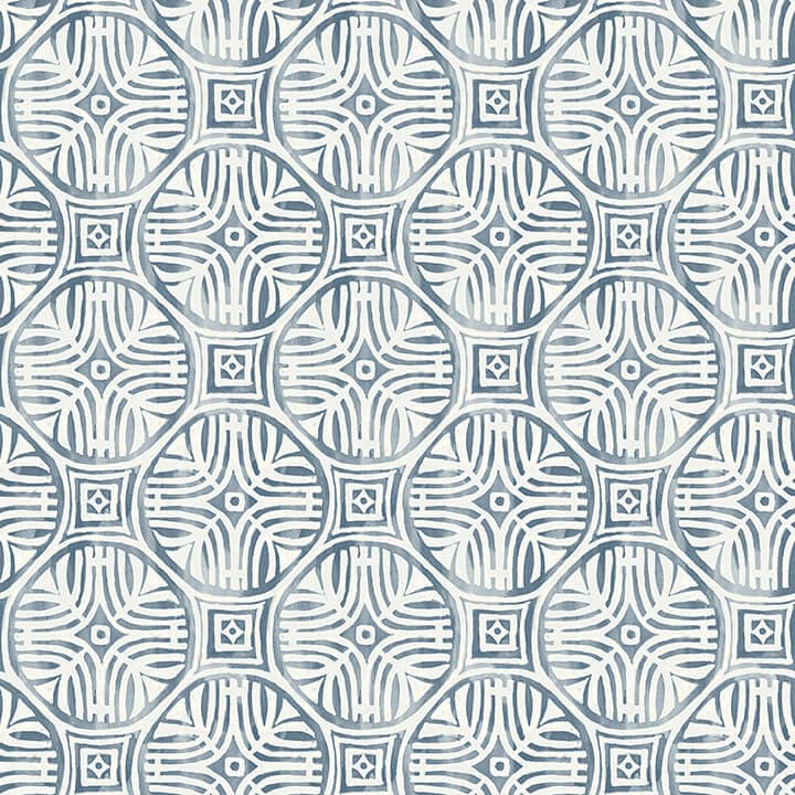 Sandee Navy Medallion Wallpaper