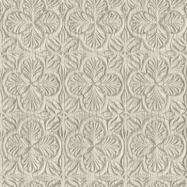 Karachi Taupe Wooden Damask Wallpaper