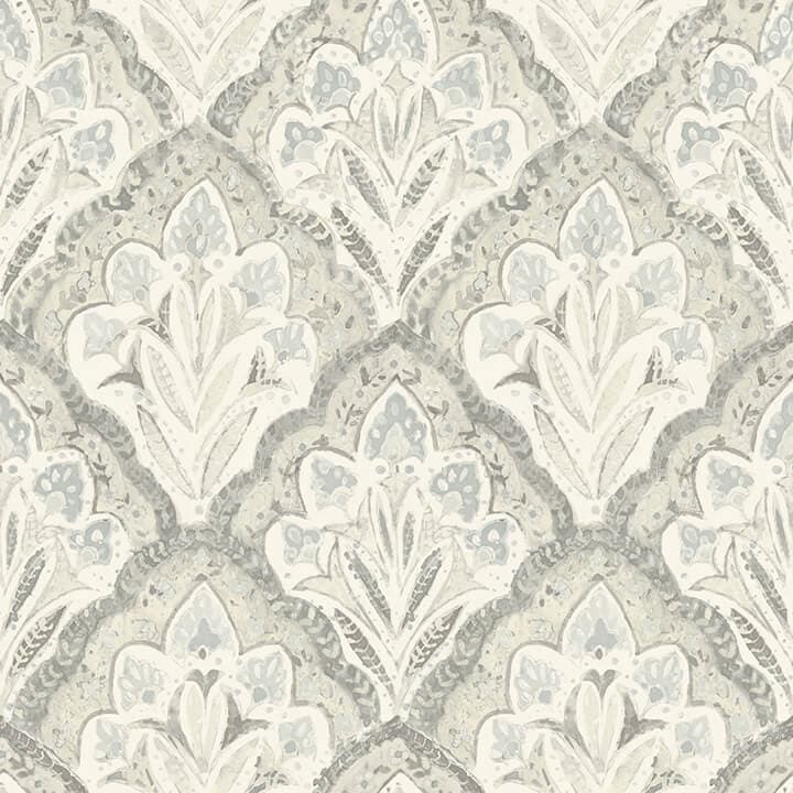 Mimir Grey Quilted Damask Wallpaper