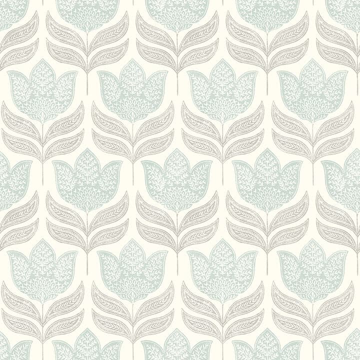 Cathal Aqua Tulip Block Print Wallpaper