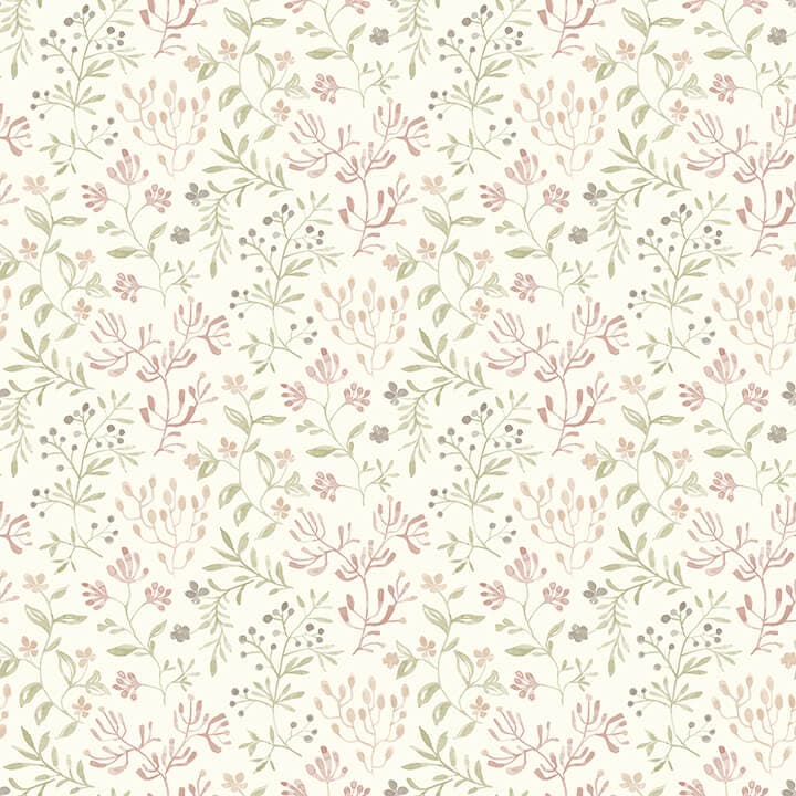Tarragon Blush Dainty Meadow Wallpaper