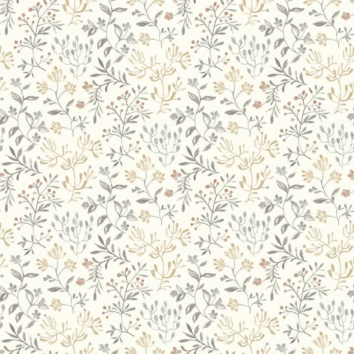 Tarragon Grey Dainty Meadow Wallpaper