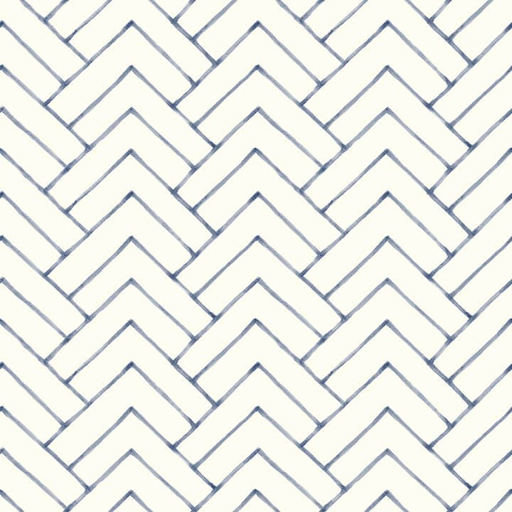 Oswin Navy Tiered Herringbone Wallpaper