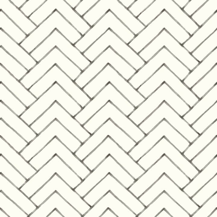 Oswin Black Tiered Herringbone Wallpaper