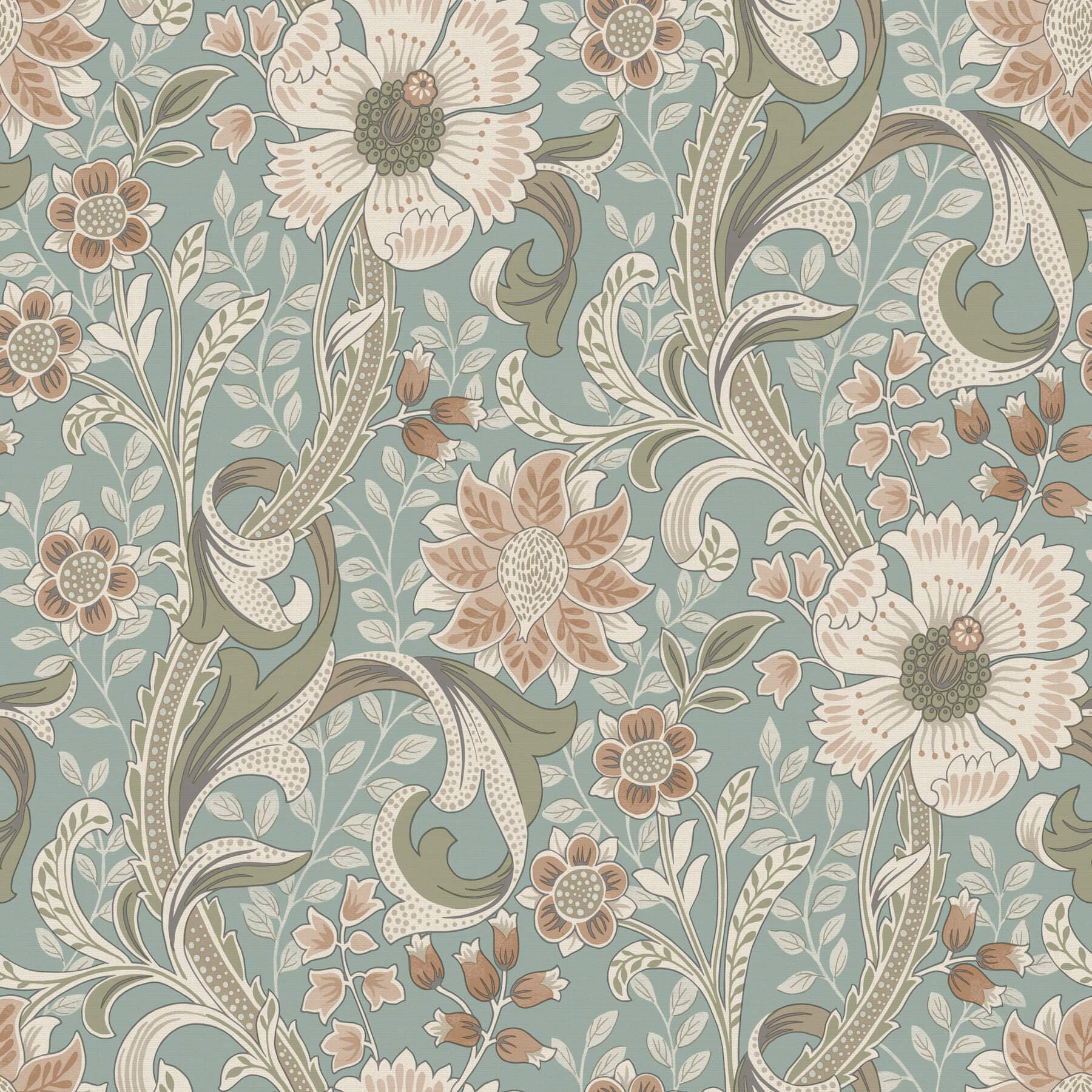 Liora Aqua Floral Trail Wallpaper