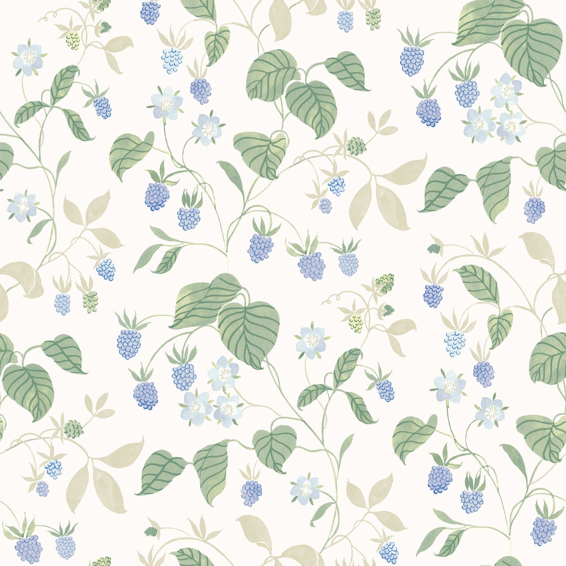 Chesapeake Mercy Berry Vines White Wallpaper