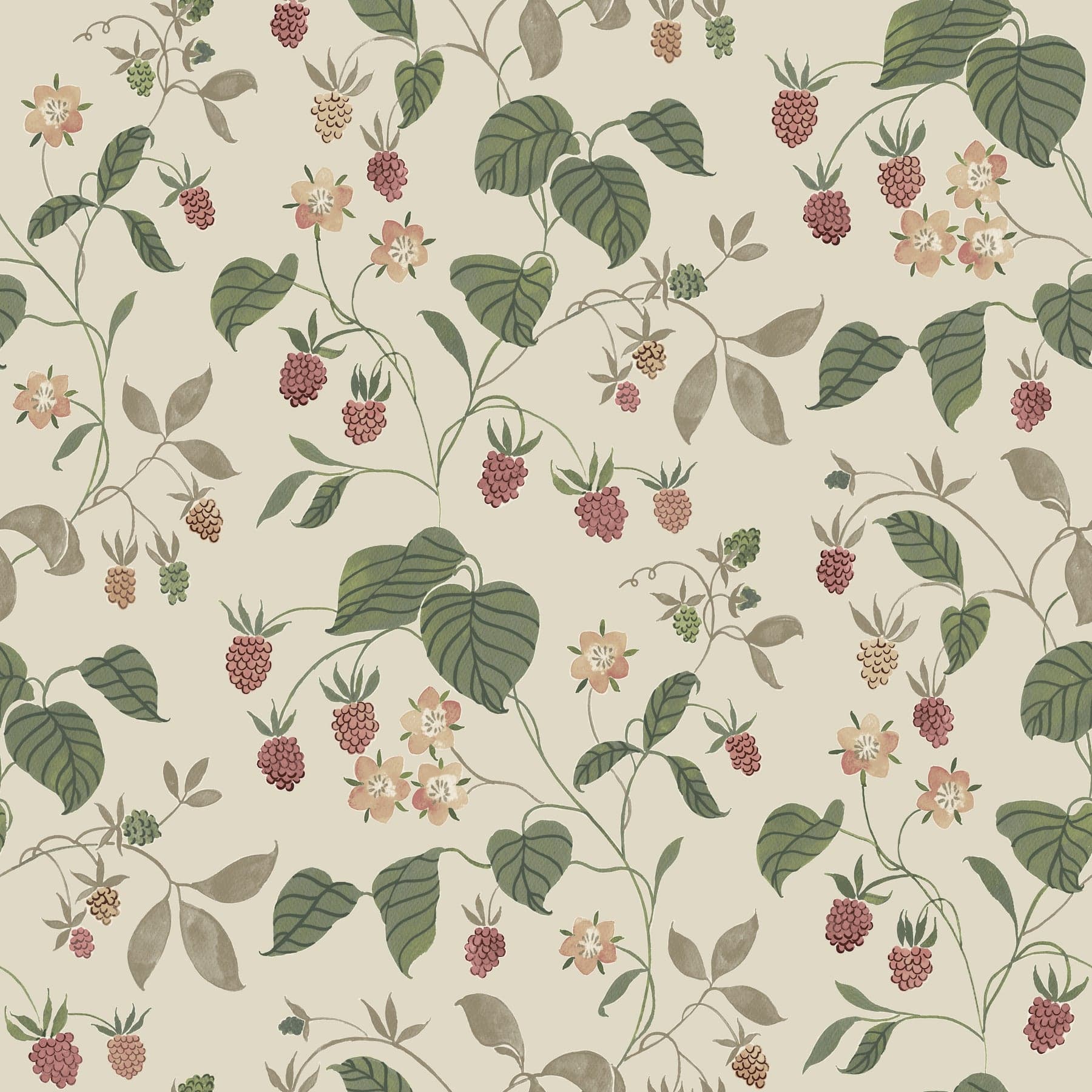 Chesapeake Mercy Berry Vines Taupe Wallpaper