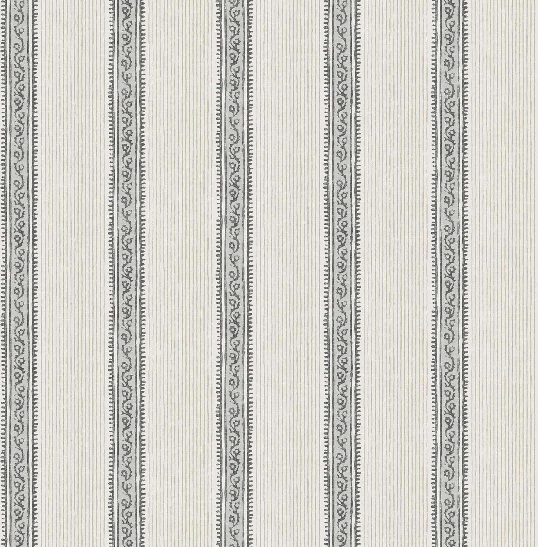 Mandevilla Black Vine Stripe Wallpaper