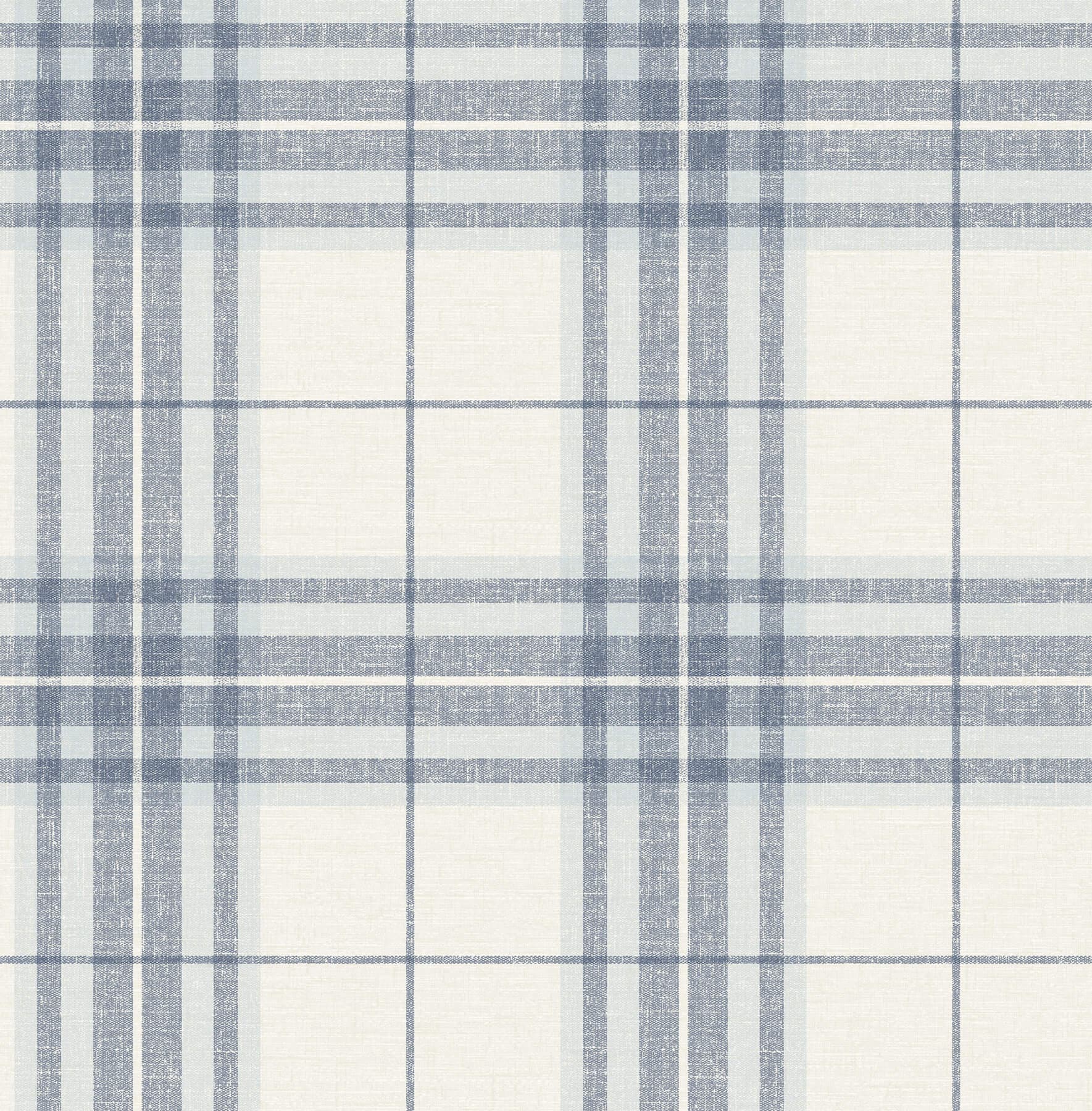 Cabin Check Blue Plaid Wallpaper
